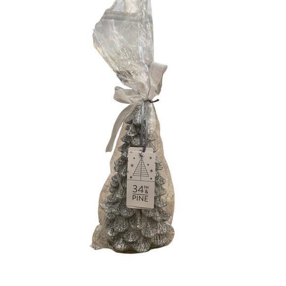 34TH & PINE Silver Glitter LED Christmas Tree Candle  Light Up Holiday Decor NEW - Picture 8 of 10